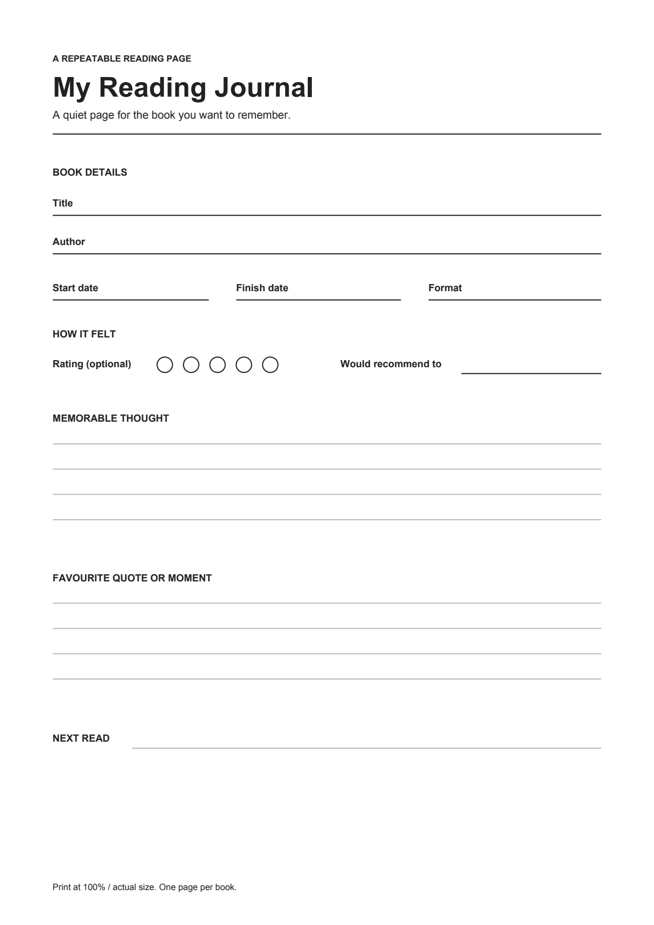 A page for your next chapter printable preview